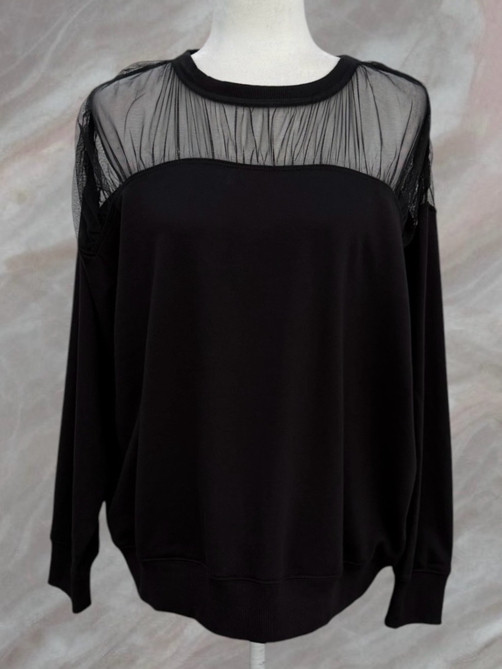 Philosophy Illusion Neckline Black Pullover Sweatshirt ~ Women’s 2X (No Tag)
